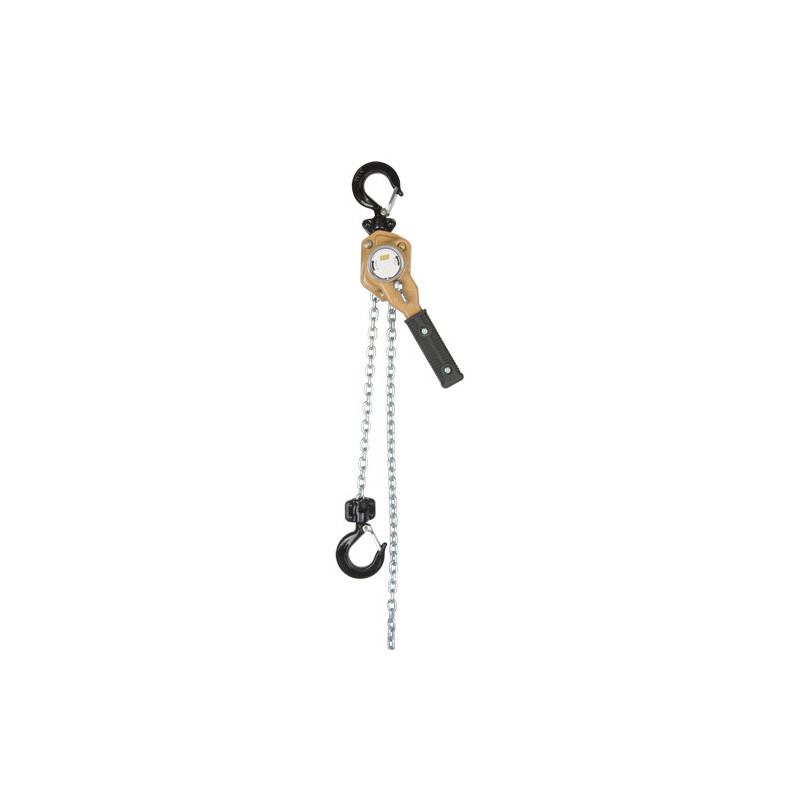 Heavy Duty Gold Series Lever Chain Hoist, 10' Lift, 500 lbs. (0.25 tons) Capacity, Alloy Steel Chain