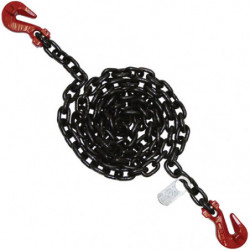 Chain Sling, Grade 100 Chain, Single Legs, Grab & Grab Hooks, 3/8" x 5'