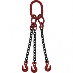 Chain Sling, Grade 80 Chain, Triple Legs, Oblong & Grab Hooks, 9/32" x 5'