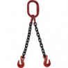 Chain Sling, Grade 80 Chain, Double Legs, Oblong & Grab Hooks, 3/8" x 5'