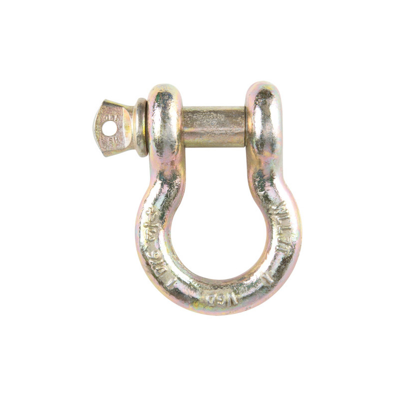 Screw Pin Anchor Shackle, 1/2", Screw Pin, Yellow Chromate Plated