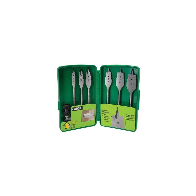 6-Piece Self-Feeding Spade Bit Set, 3/8" - 1"