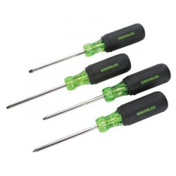 4-Piece Square-Recess Tip Driver Set, Contains - 0 x 4", 1 x 4", 2 x 4", & 3 x 4"