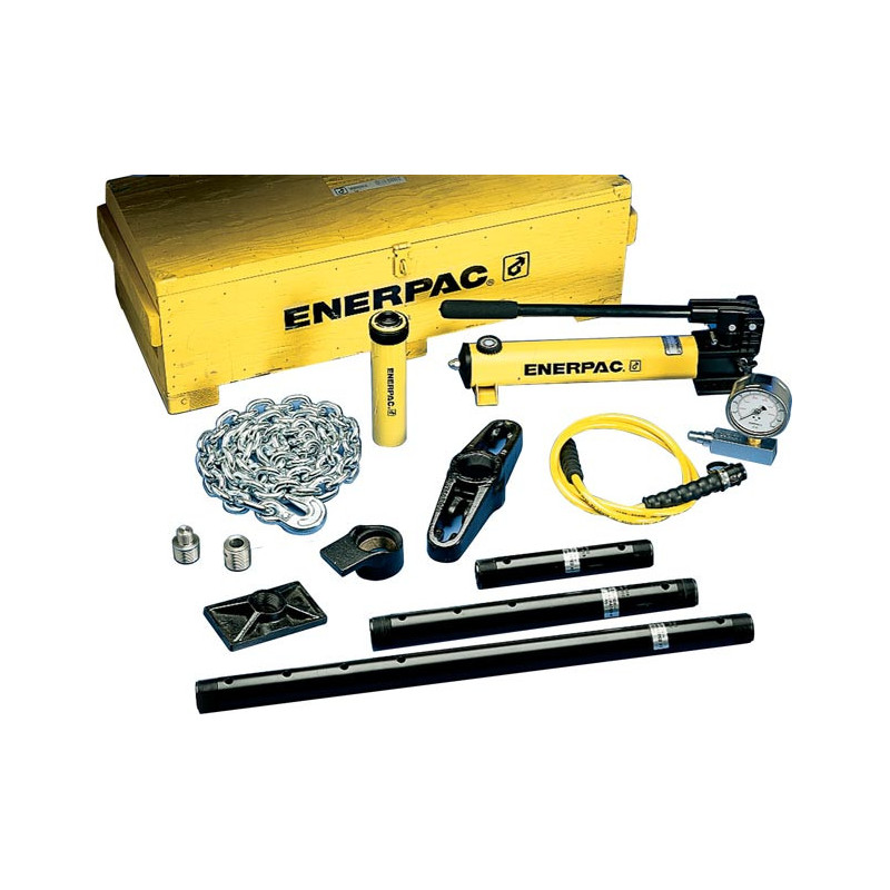 MS220, 12.5 Ton, Hydraulic Cylinder and Hand Pump Set with 13 Cylinder Attachments