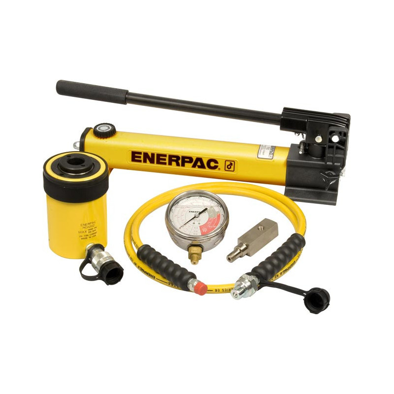 SCH202H, 20 Ton, 2 in Stroke, Hollow Hydraulic Cylinder and Hand Pump Set