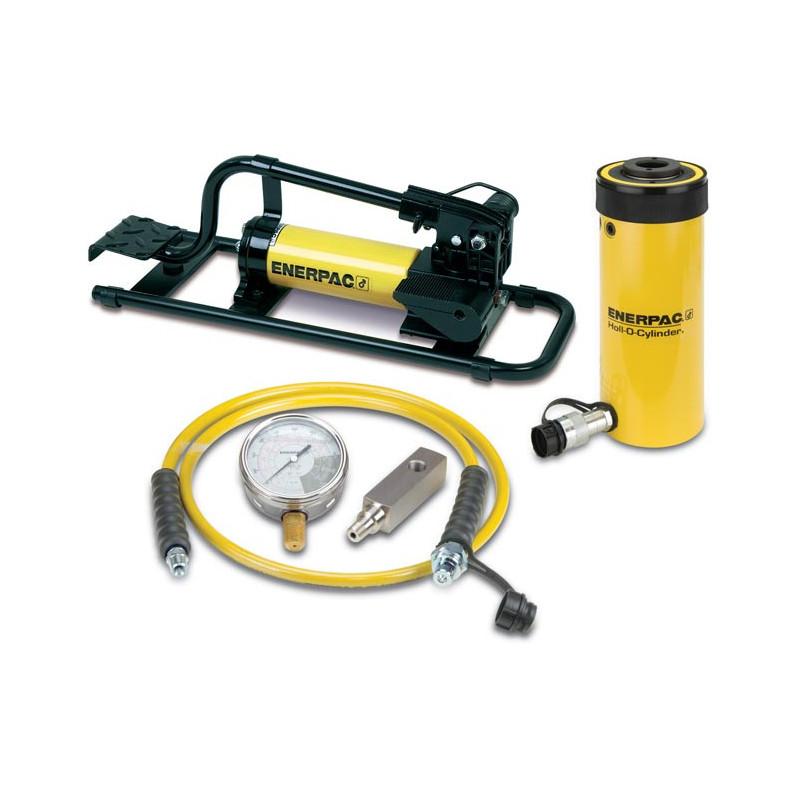 SCH202FP, 20 Ton, 2 in Stroke, Hollow Hydraulic Cylinder and Foot Pump Set