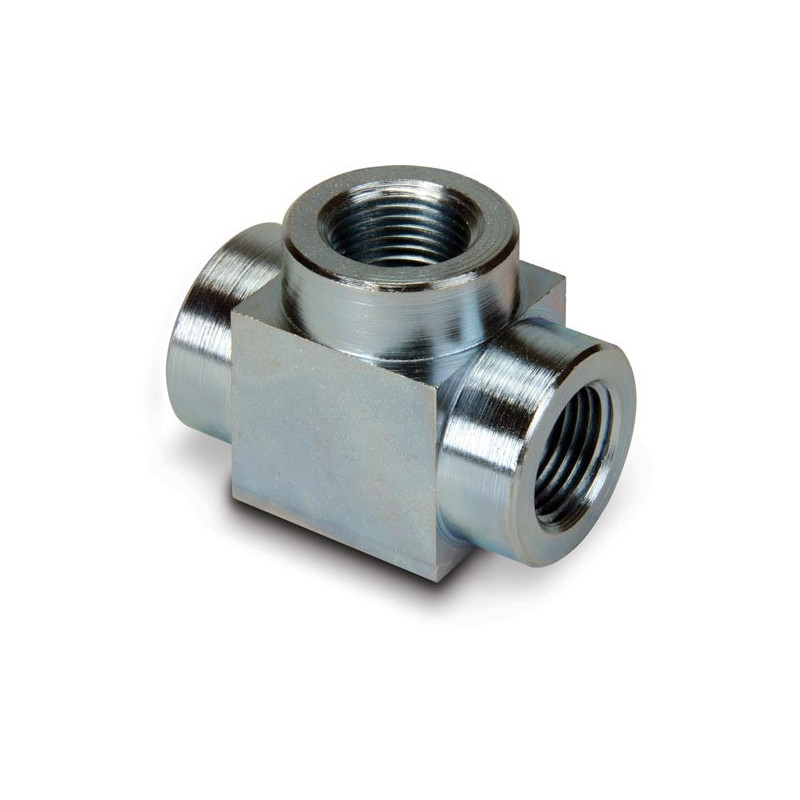 Raccord haute pression, forme en T, pression de fonctionnement maximale de 700 bar, connexion de 3/8" NPTF femelle à 3/8" NPTF 