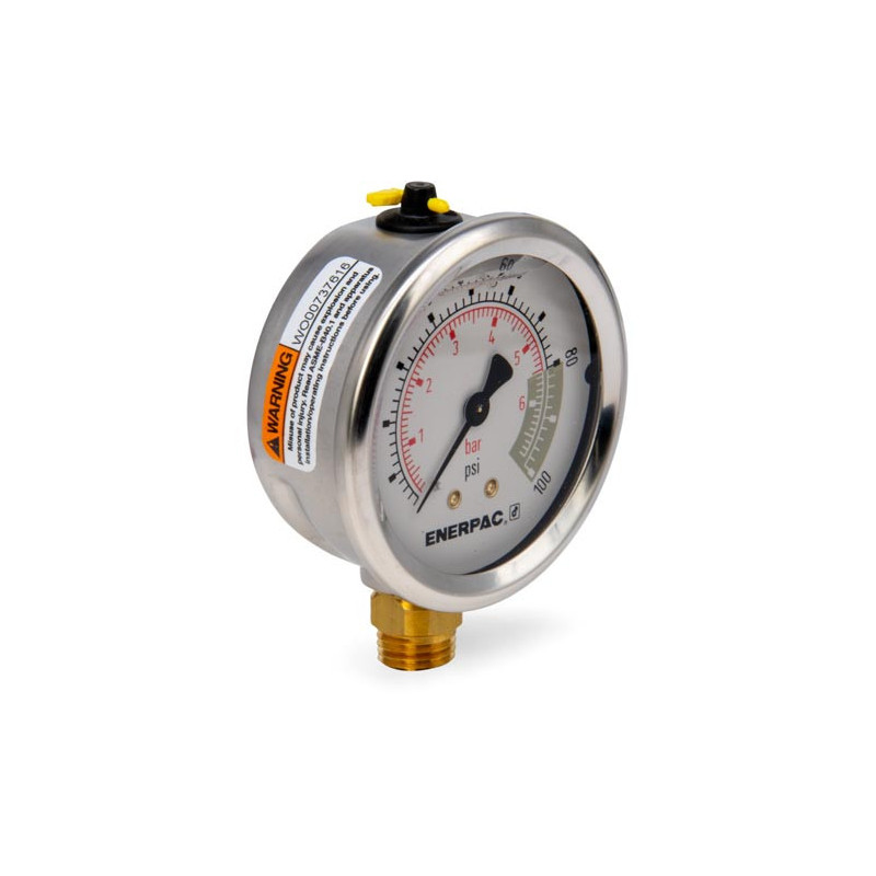 G2509L, Hydraulic Pressure Gauge, 2.50 in. Face, Lower Mount, Glycerine Filled, 100 maximum psi