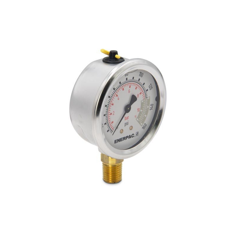 G2510L, Hydraulic Pressure Gauge, 2.50 in. Face, Lower Mount, Glycerine Filled, 160 maximum psi