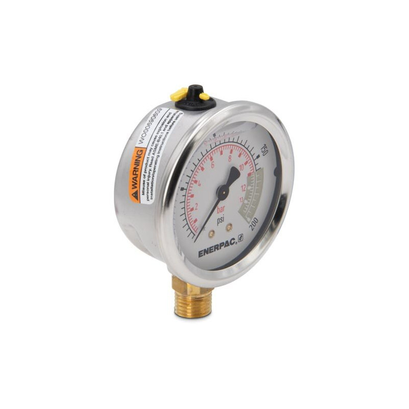 G2511L, Hydraulic Pressure Gauge, 2.50 in. Face, Lower Mount, Glycerine Filled, 200 maximum psi