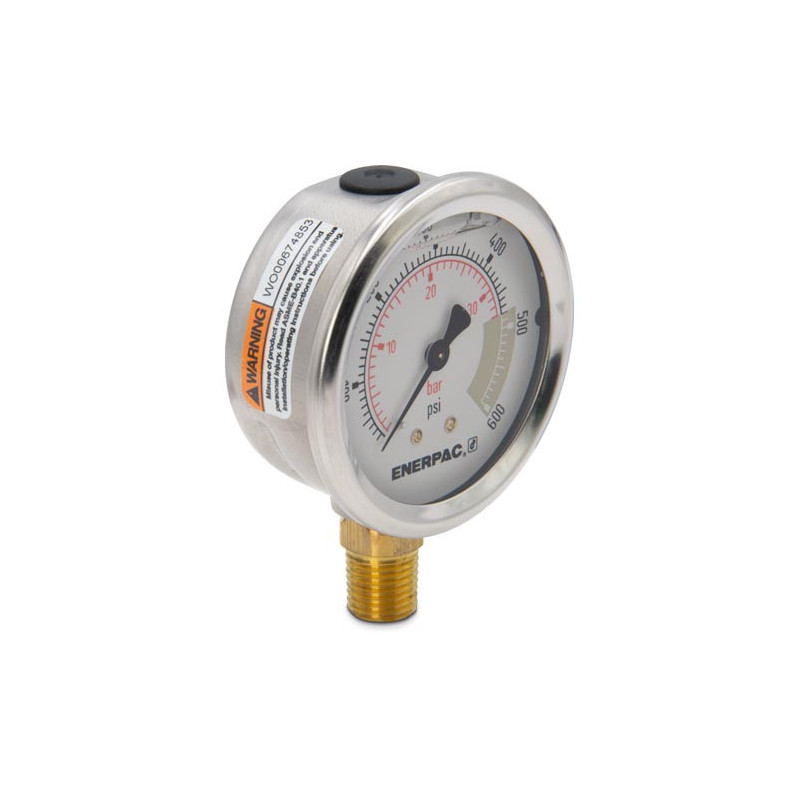 G2513L, Hydraulic Pressure Gauge, 2.50 in. Face, Lower Mount, Glycerine Filled, 600 maximum psi