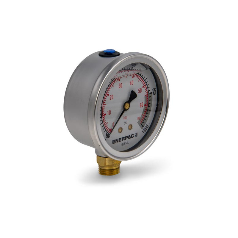 G2514L, Hydraulic Pressure Gauge, 2.50 in. Face, Lower Mount, Glycerine Filled, 1,000 maximum psi