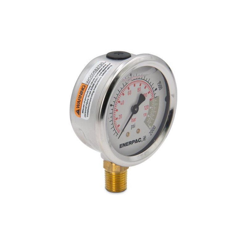 G2515L, Hydraulic Pressure Gauge, 2.50 in. Face, Lower Mount, Glycerine Filled, 2,000 maximum psi