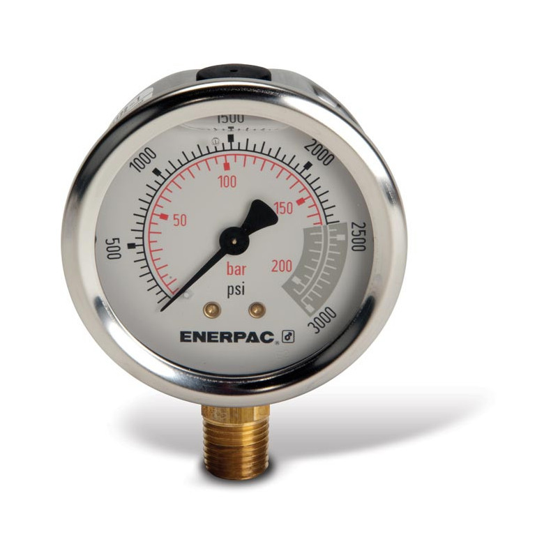 G2516L, Hydraulic Pressure Gauge, 2.50 in. Face, Lower Mount, Glycerine Filled, 3,000 maximum psi