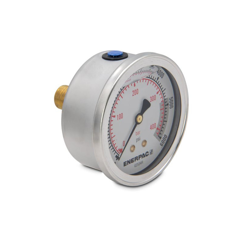 G2534R, Hydraulic Pressure Gauge, 2.50 in. Face, Center Rear Mount, Glycerine Filled, 6,000 maximum psi