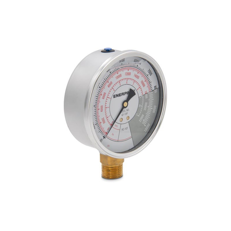 GF10P, Hydraulic Force and Pressure Gauge, Imperial Scale, for use with 10 Ton Cylinders