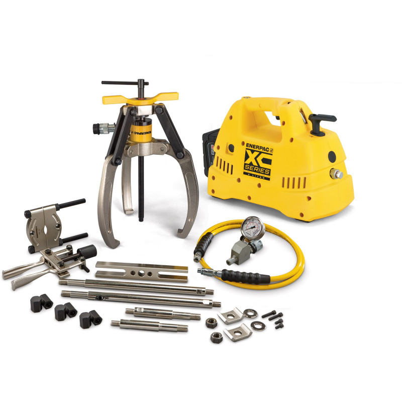 LGHMS314CB, 14 Ton, 3 Jaw, Hydraulic Lock-Grip Master Puller Set with Cordless Pump, 115V