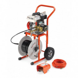 KJ-2200 Jetter with Pulse – H-61, H-62, and H-64 1/8" NPT Nozzles – H-71 and H-72 1/4" NPT Nozzles – 75' x 3/16" (22.8 m x 4.8 