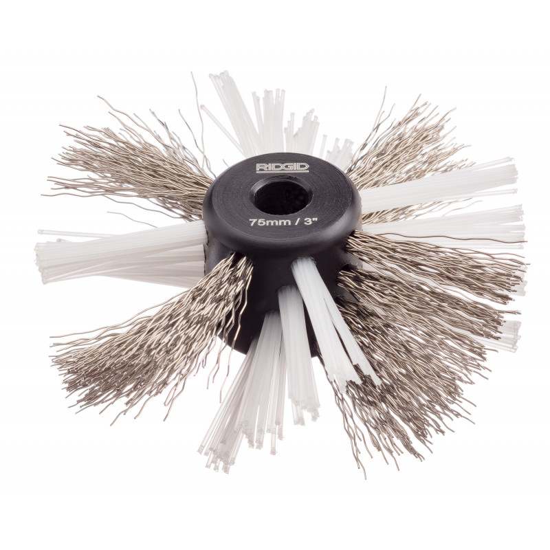 Brosse en nylon/acier de 3" (80 mm) pour flexible de 5/16" (8 mm) avec chaînes en nylon et en acier